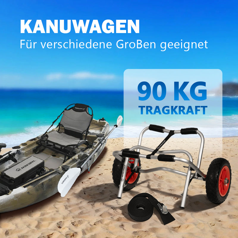 Laden Sie das Bild in Galerie -Viewer, WIN.MAX Verstellbarer Alu Kanuwagen mit Stütze