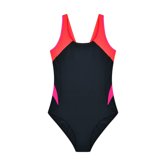Bañador deportivo de mujer con panel de espalda cruzada.