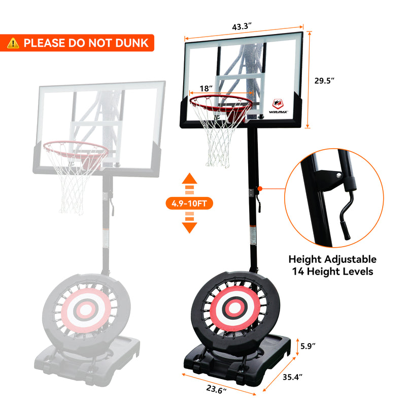 Cargue la imagen en el visor de la galería, Canasta y portería de baloncesto portátil WIN.MAX -44 pulgadas