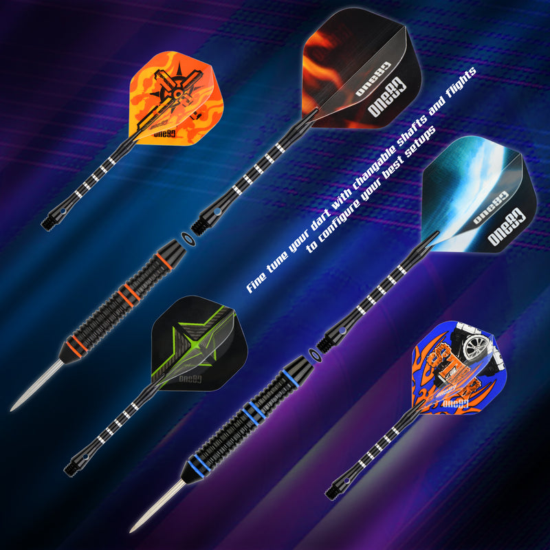 Cargue la imagen en el visor de la galería, One80 Dartpfeil-Set mit Metallspitze, 12 Stück