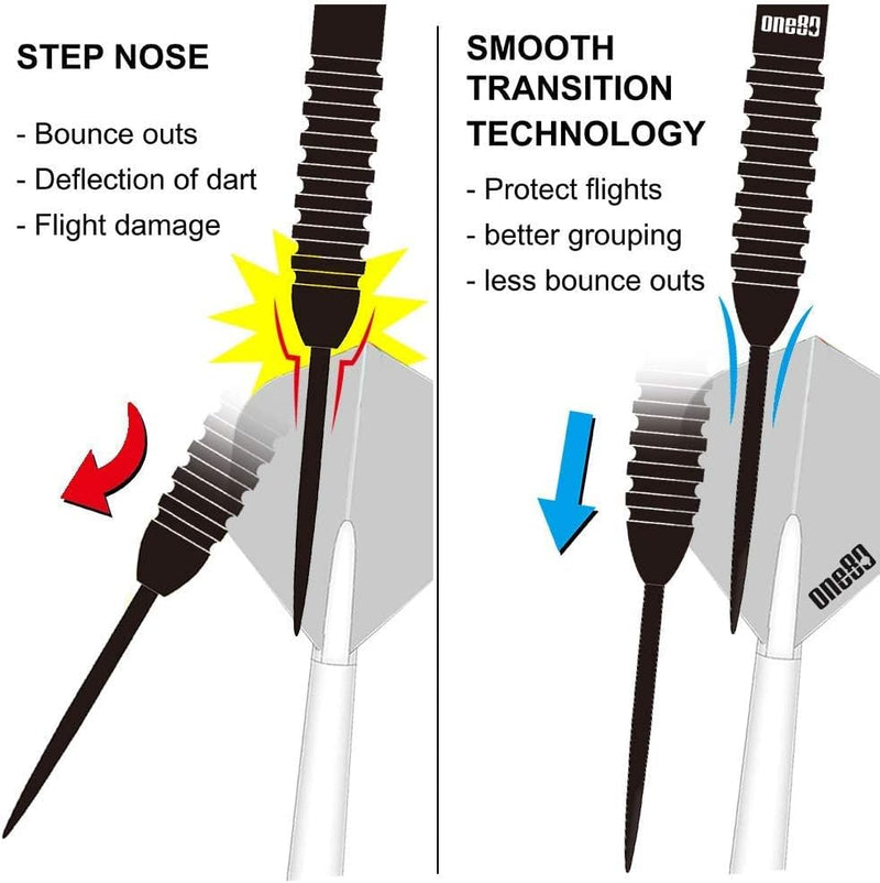 Load image into Gallery viewer, ONE80 Profi-Dartpfeile aus Tungsten – Steeldarts mit Metallspitze, Flights & Shafts im Set, 23g