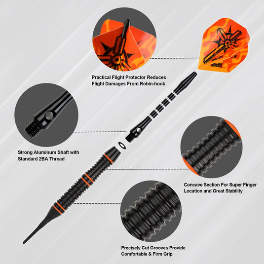 ONE80 Soft Dartpfeile Set für Elektronische Dartscheibe,  12 Stück