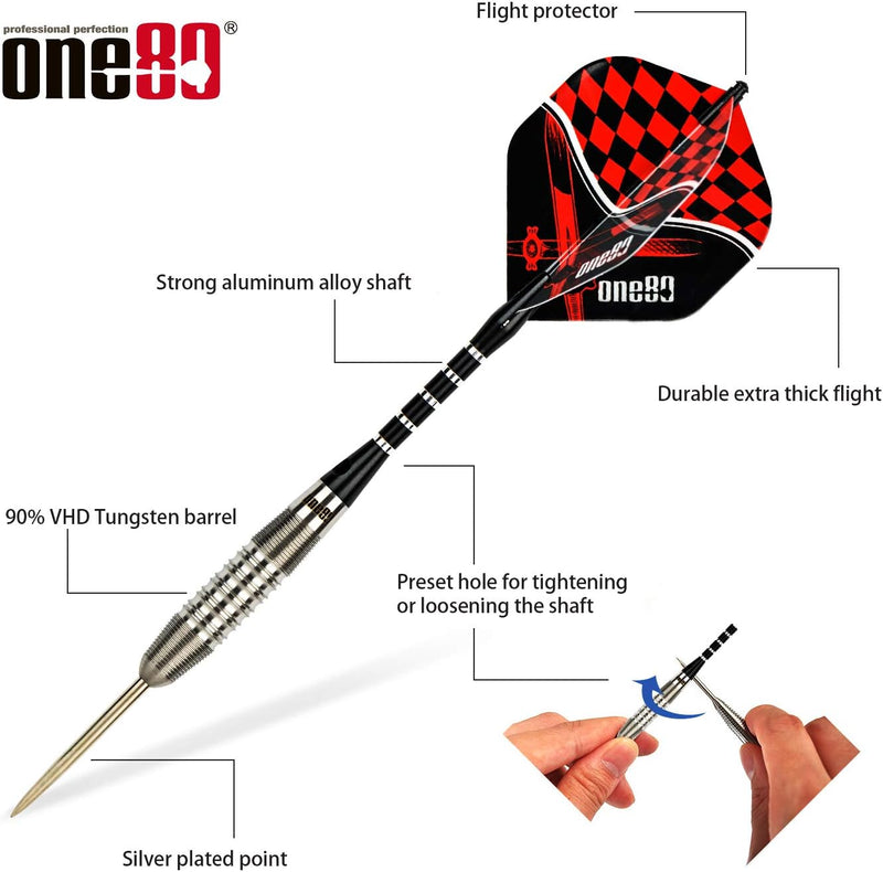 Laden Sie das Bild in Galerie -Viewer, ONE80 Professionelles Steel Darts mit 3 Schäften