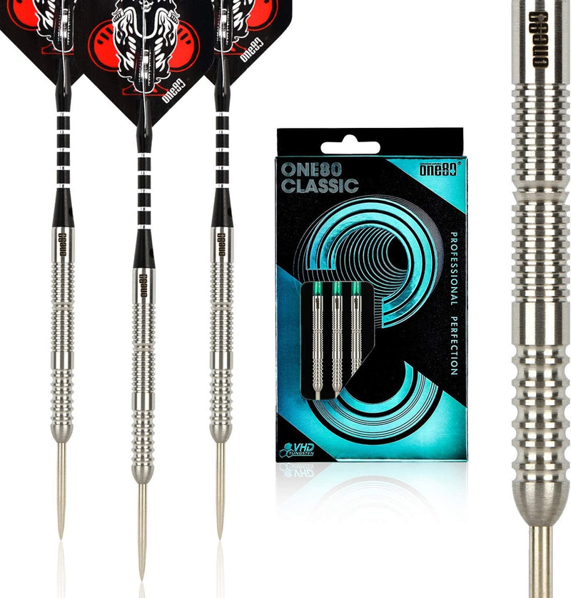 Laden Sie das Bild in Galerie -Viewer, ONE80 Steeldarts Set mit Flights und Schäfte