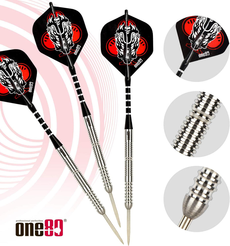 Laden Sie das Bild in Galerie -Viewer, ONE80 Steeldarts Set mit Flights und Schäfte