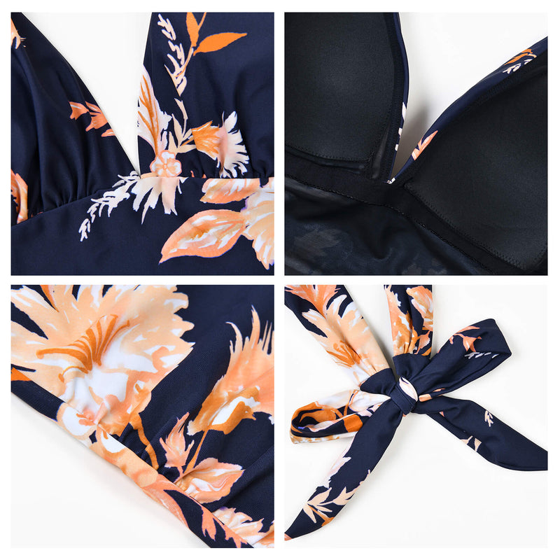 Load image into Gallery viewer, Women's vintage retro style V-neck swimwear