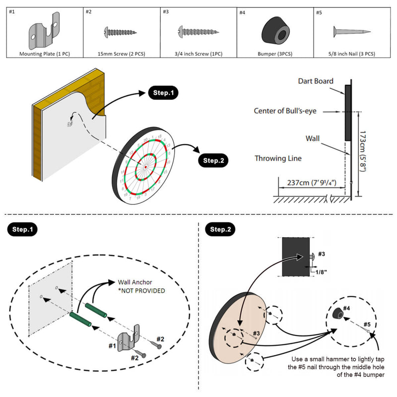 Load image into Gallery viewer, Linkvisions Bullseye Staple Free Dartboard Kits