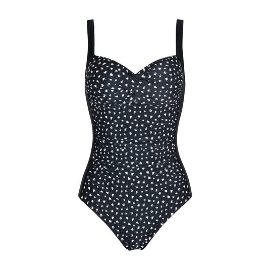 Bauchweg-Badeanzug mit Polka-Punkte
