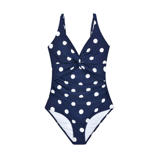 Traje de baño de una pieza con cuello en V y volantes para mujer