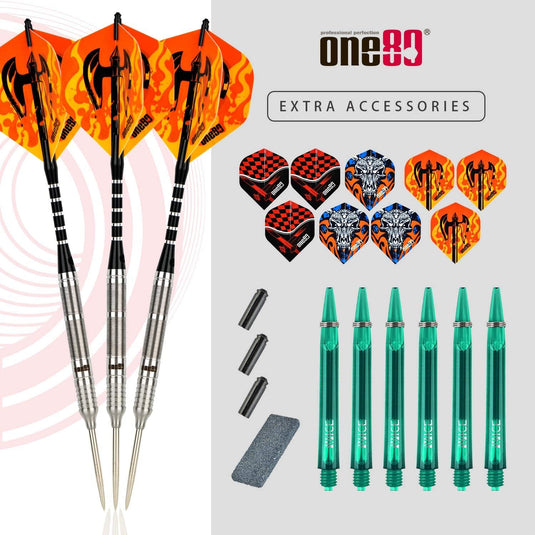 ONE80 90% Tungsten Darts | Steeldarts-Set mit Flights und Shafts