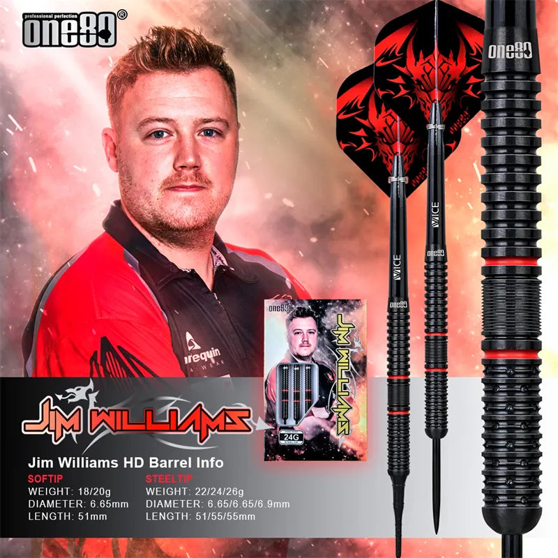 Laden Sie das Bild in Galerie -Viewer, One80 Jim Williams Signature Dart HD Steel Tip
