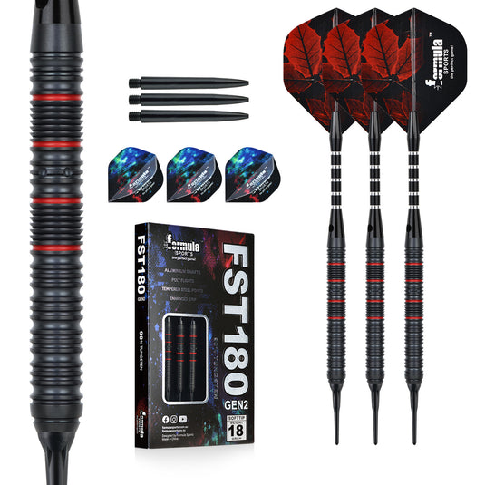 Formula FST180 Gen2 Black+Red Rings Tungsten Dart Set