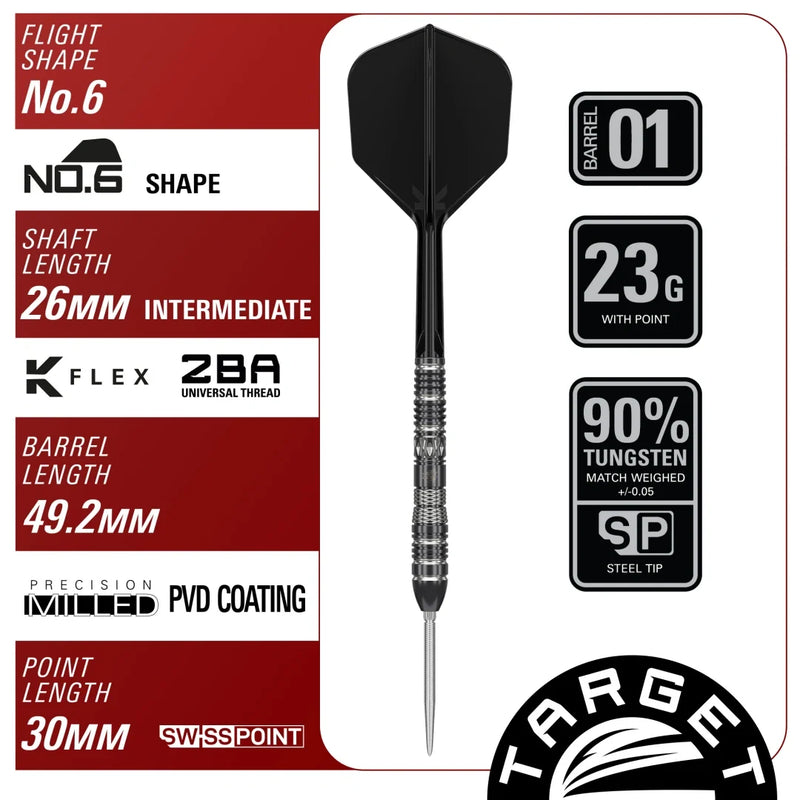 Laden Sie das Bild in Galerie -Viewer, Target Japan Black Marque Dragon 3.0 SP 90% Tungsten Steeldarts
