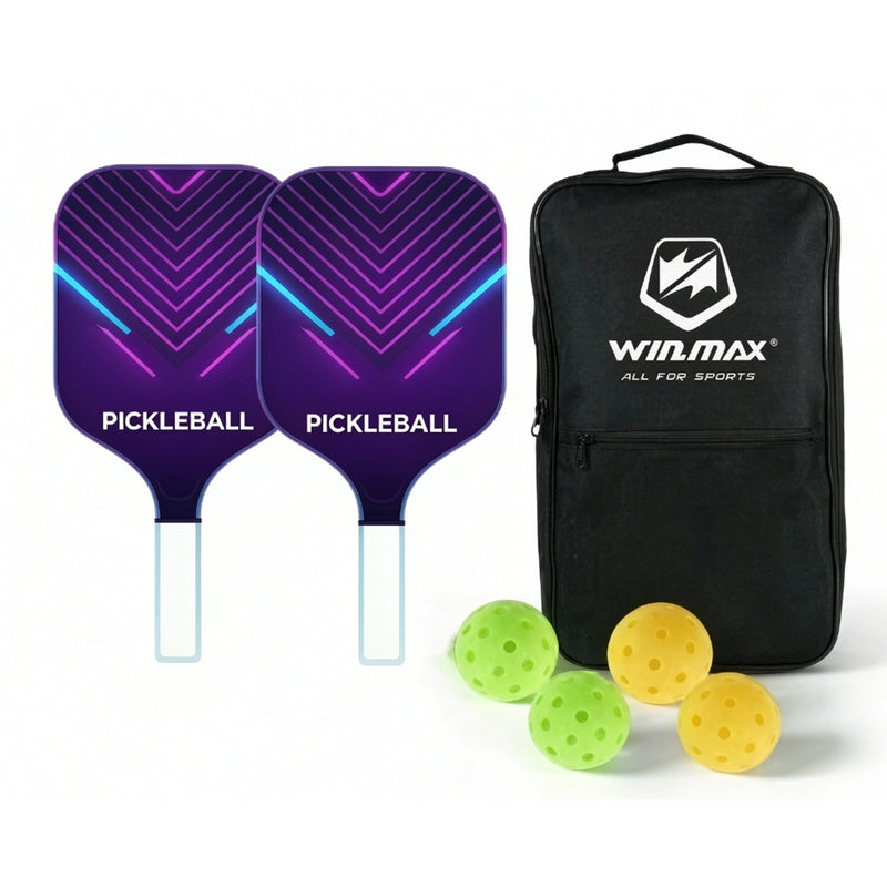 Laden Sie das Bild in Galerie -Viewer, WIN.MAX Pickleball-Set mit 2 Pickleball-Schlägern aus Glasfaser und 4 Bällen
